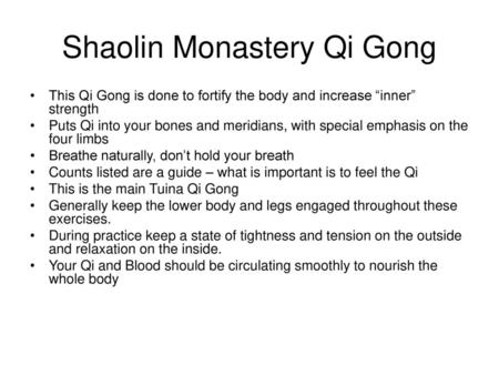 Shaolin Monastery Qi Gong