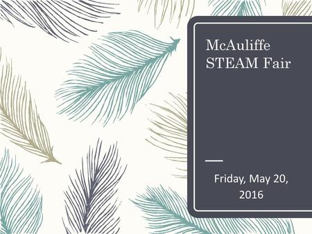 McAuliffe STEAM Fair Friday, May 20, 2016.