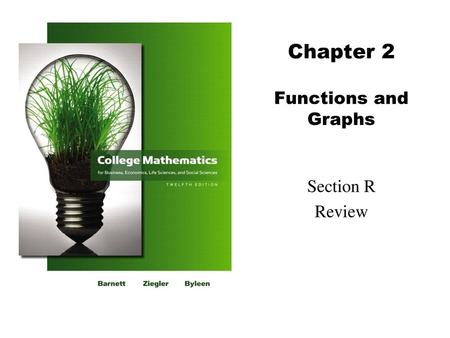 Chapter 2 Functions and Graphs