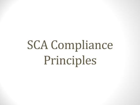 SCA Compliance Principles