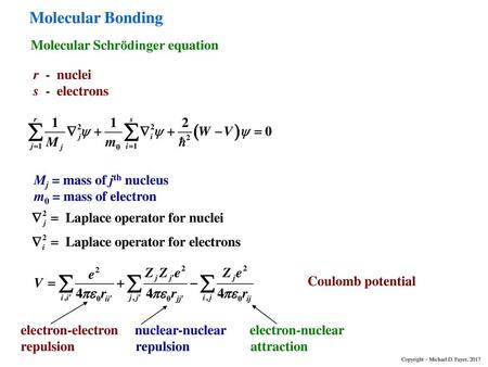 Molecular Bonding Molecular Schrödinger equation