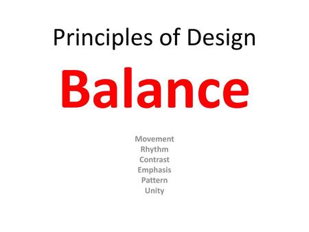 Principles of Design Balance