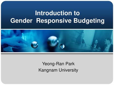 Introduction to Gender Responsive Budgeting