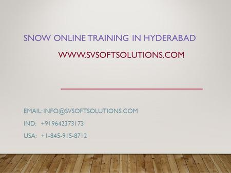 SNOW ONLINE TRAINING IN HYDERABAD    