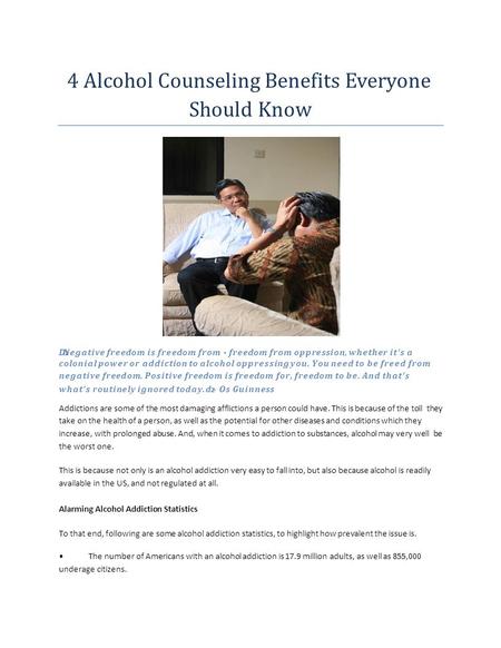 4 Alcohol Counseling Benefits Everyone Should Know