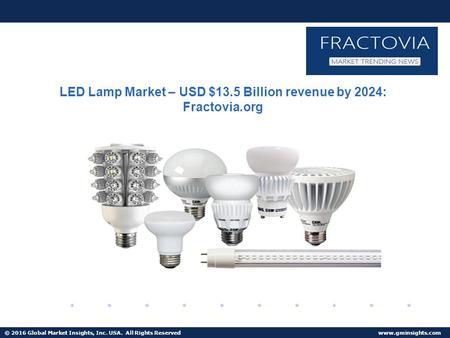 © 2016 Global Market Insights, Inc. USA. All Rights Reserved  LED Lamp Market – USD $13.5 Billion revenue by 2024: Fractovia.org.