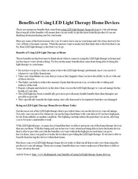 Benefits of Using LED Light Therapy Home Devices
