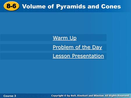 Volume of Pyramids and Cones