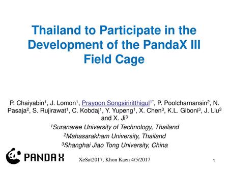 P. Chaiyabin1, J. Lomon1, Prayoon Songsiriritthigul1. , P