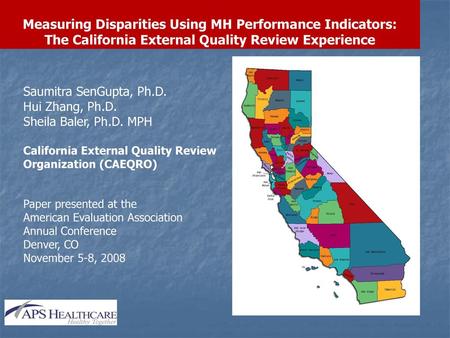 Measuring Disparities Using MH Performance Indicators: