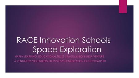 RACE Innovation Schools Space Exploration