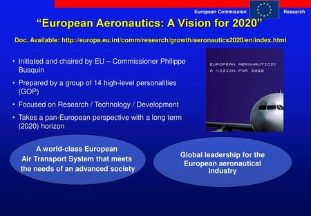 “European Aeronautics: A Vision for 2020”   Doc. Available: