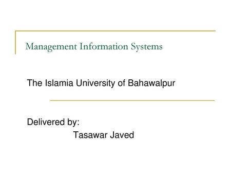 Management Information Systems