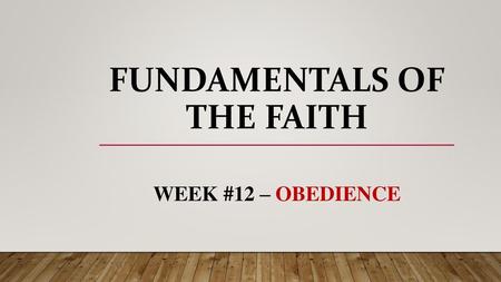 Fundamentals of the faith