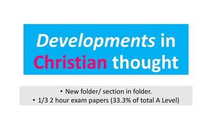 Developments in Christian thought