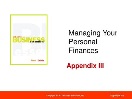 Managing Your Personal Finances