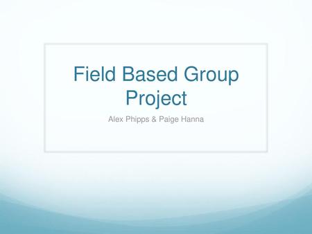 Field Based Group Project