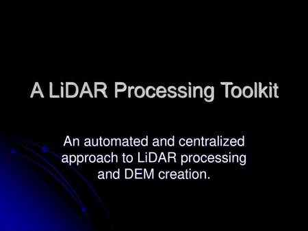 A LiDAR Processing Toolkit