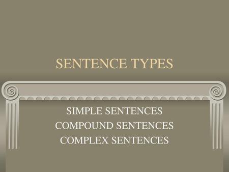 SIMPLE SENTENCES COMPOUND SENTENCES COMPLEX SENTENCES