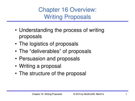 Chapter 16 Overview: Writing Proposals