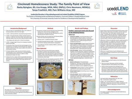 Cincinnati Homelessness Study: The Family Point of View