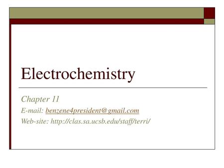 Electrochemistry Chapter 11