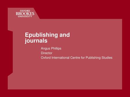 Epublishing and journals