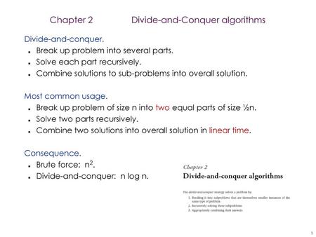 Chapter 2 Divide-and-Conquer algorithms