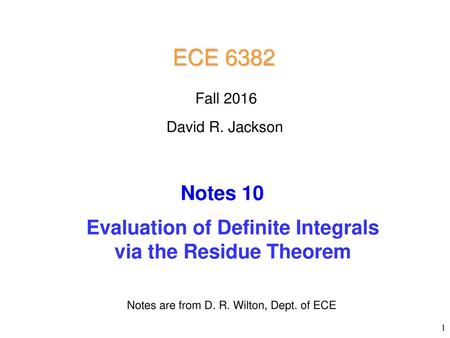 Evaluation of Definite Integrals via the Residue Theorem