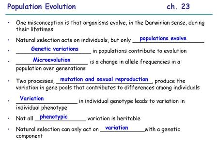 Population Evolution ch. 23