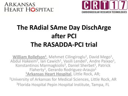 The RAdial SAme Day DischArge after PCI The RASADDA-PCI trial