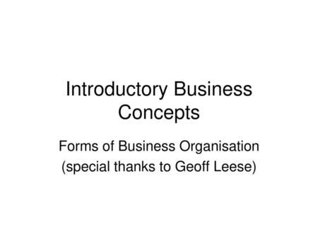 Introductory Business Concepts