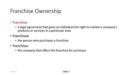 Franchise Ownership franchise franchisee franchisor