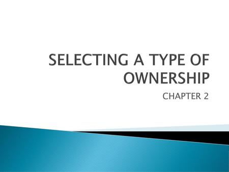 SELECTING A TYPE OF OWNERSHIP