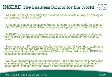 INSEAD The Business School for the World