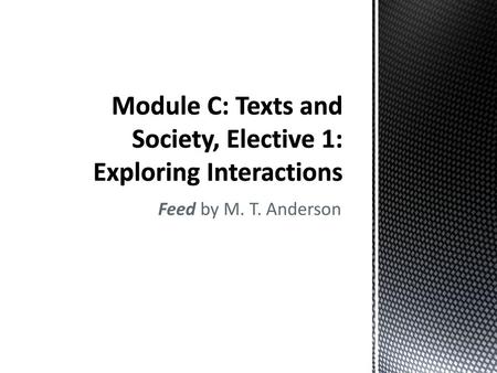 Module C: Texts and Society, Elective 1: Exploring Interactions