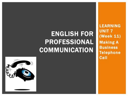 ENGLISH FOR PROFESSIONAL COMMUNICATION