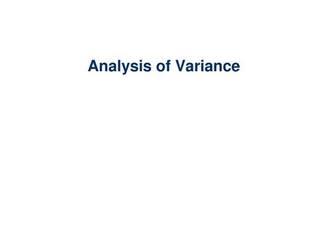 Analysis of Variance.