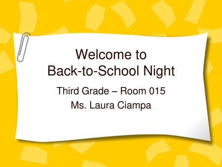 Welcome to Back-to-School Night