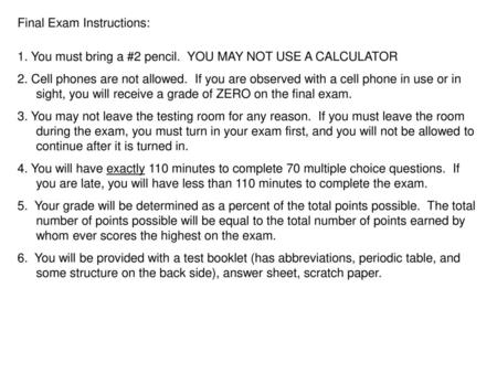 Final Exam Instructions: