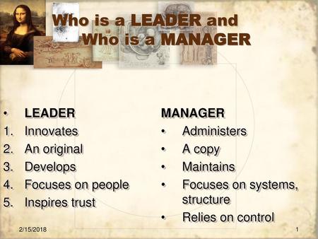 Who is a LEADER and Who is a MANAGER