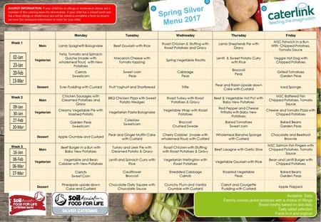 Spring Silver Menu 2017 SILVER MENU Available Daily