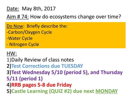 Aim # 74: How do ecosystems change over time?