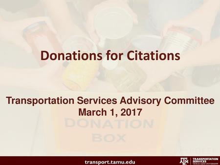 Donations for Citations Transportation Services Advisory Committee