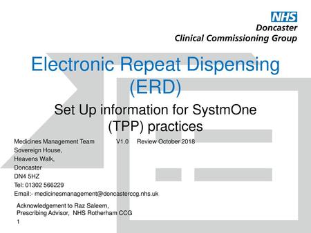 Electronic Repeat Dispensing (ERD)