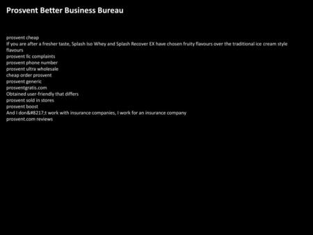 Prosvent Better Business Bureau