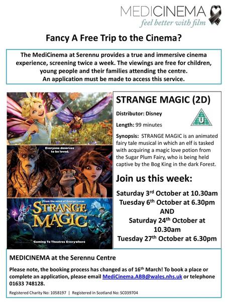 STRANGE MAGIC (2D) Join us this week: Fancy A Free Trip to the Cinema?