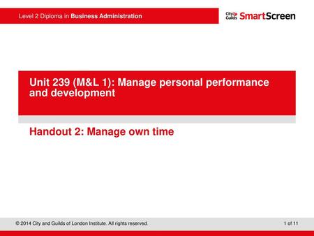 Handout 2: Manage own time