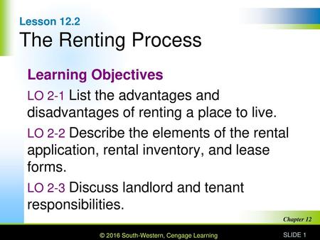 Lesson 12.2 The Renting Process