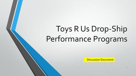 Toys R Us Drop-Ship Performance Programs